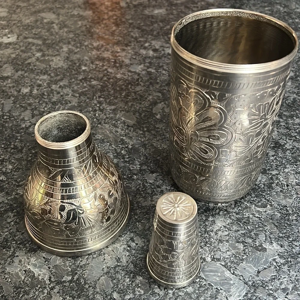 Silver Plated Etched 12.5” Double Screwtop Bottle Shaker
